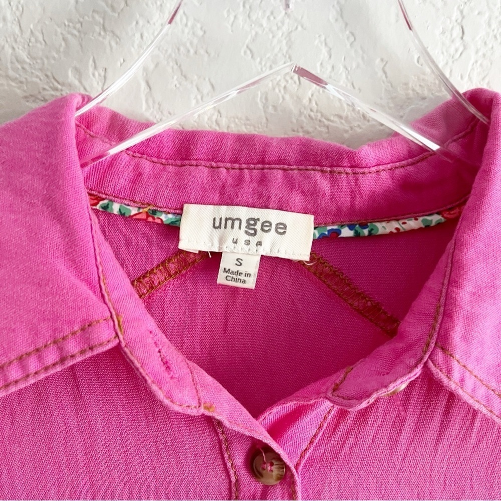 UMGEE Bright Pink Mini Dress Short Sleeve Collar Size Small - Picture 9 of 10